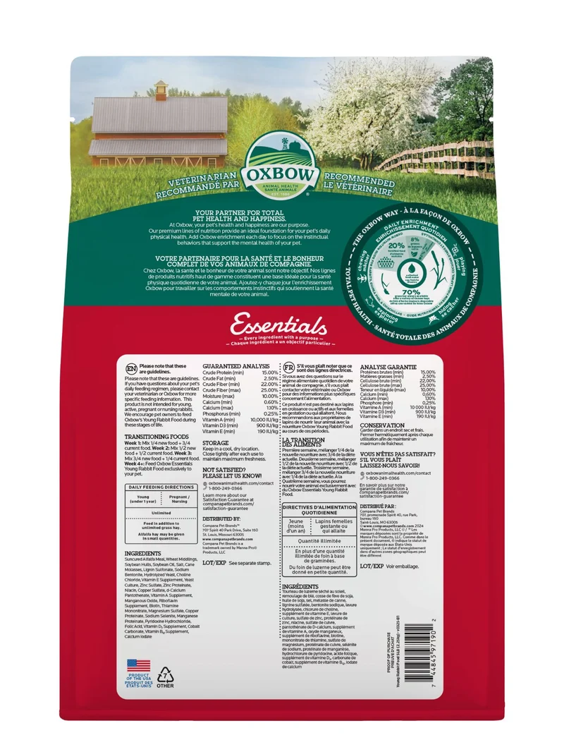 Oxbow Essentials - Nourriture Pour Jeune Lapin 5 Lb