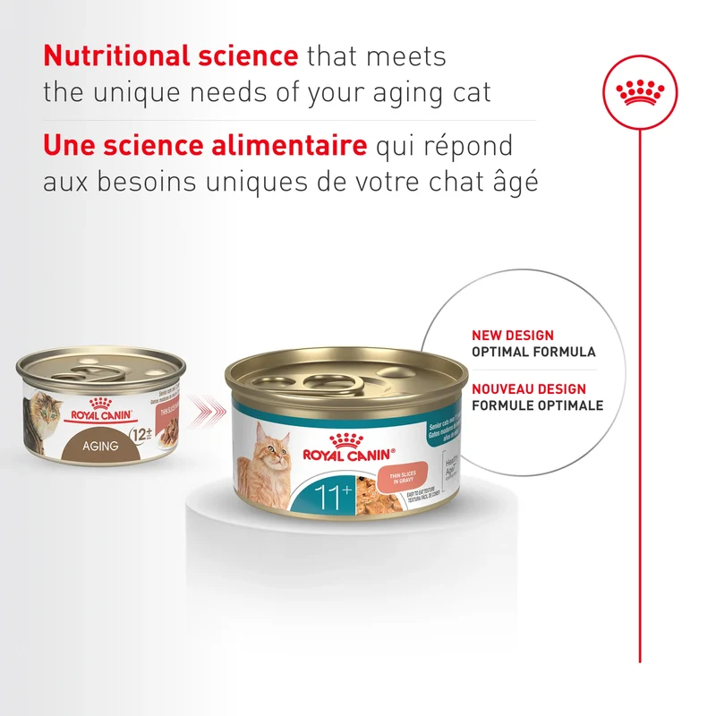 Royal Canin ÂGÉ 11+ fines tranches en sauce - Emballage de 12 boîtes, 85 g, (3 oz)