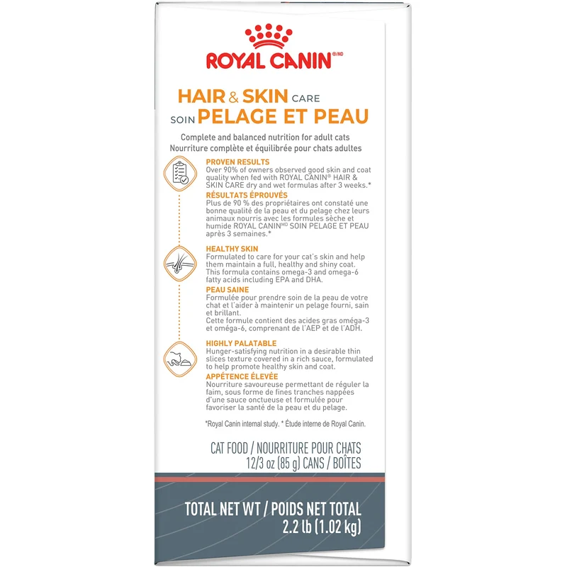 Royal Canin Soin Pelage et Peau fines tranches en sauce - Emballage de 12 boîtes, 85 g, (3 oz)