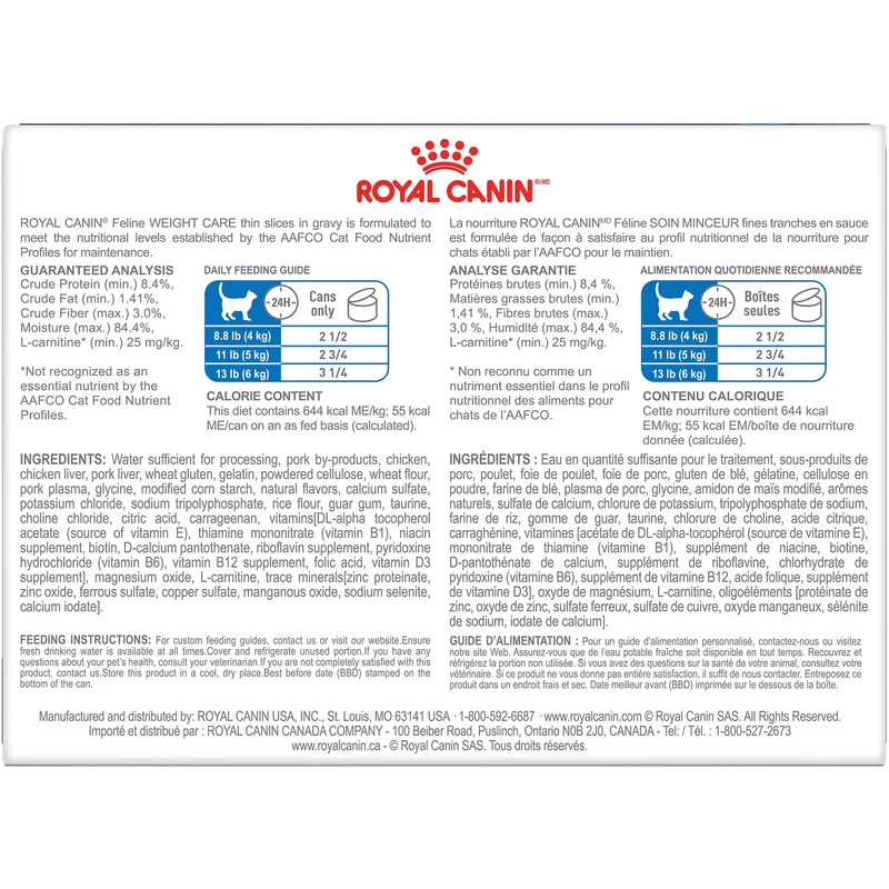 Royal Canin Soin Minceur pâté en sauce - Emballage de 12 boîtes, 85 g, (3 oz)