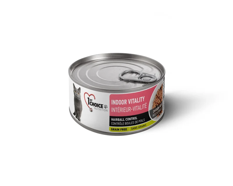 1st Choice Conserves Pour Chat, Intérieur Vitalité - Pâté De Poulet Sans Grains 156gr