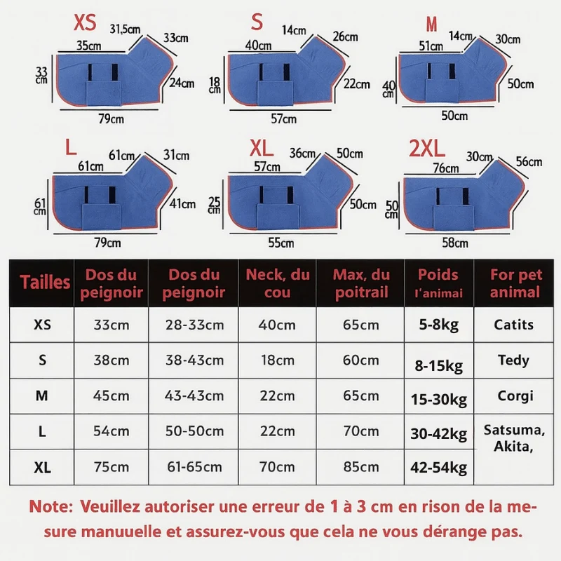 Peignoir Ajustable Après-Bain Chien
