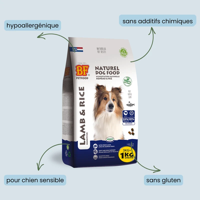 Croquettes Hypoallergénique pour chien Agneau Riz