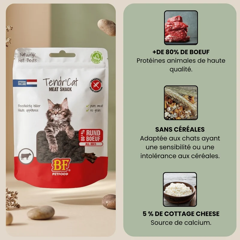 Friandises Tendr'Cat au bœuf pour chat BF Petfood