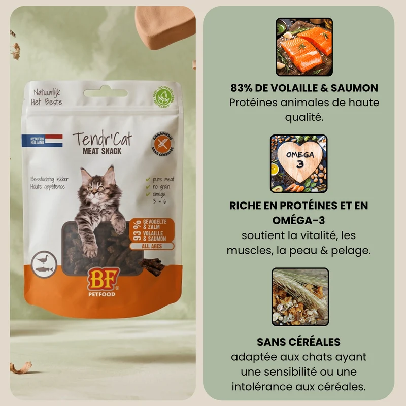 Friandises Tendr'Cat saumon et volaille pour chat BF Petfood