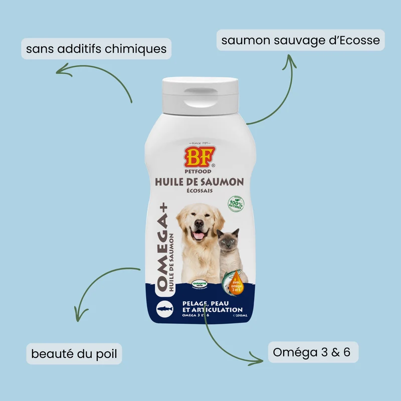Huile de saumon pour chien et chat