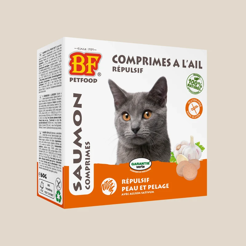 Comprimés répulsifs parasites au saumon pour chat
