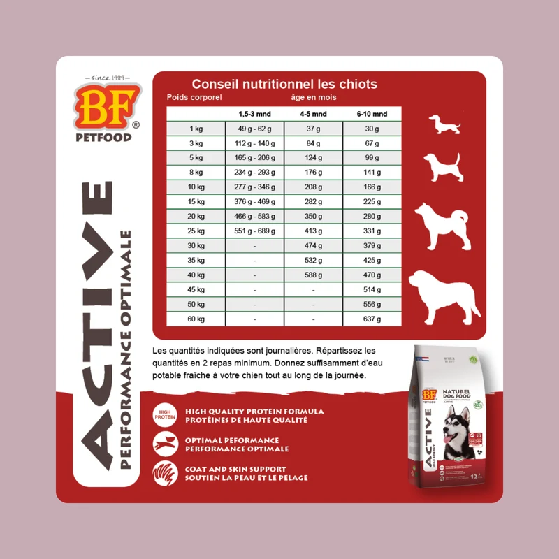 Croquettes pour chien sportif ou actif