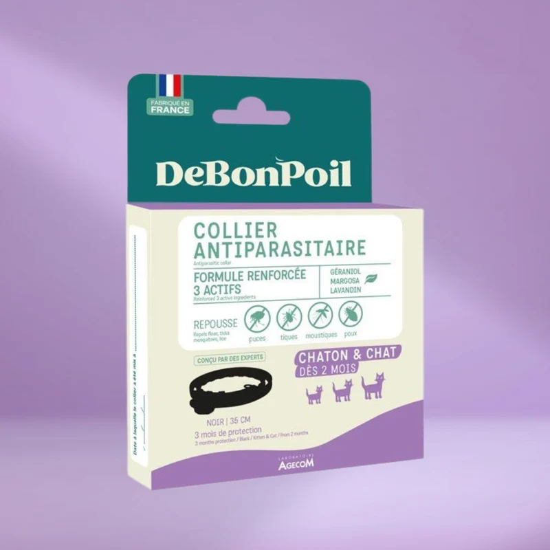 Collier anti étranglement chat antipuces noir
