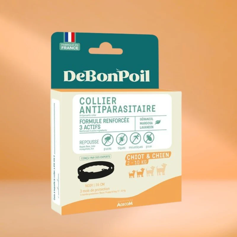 collier antiparasitaire noir chiot & petit chien (à partir de 2kg)