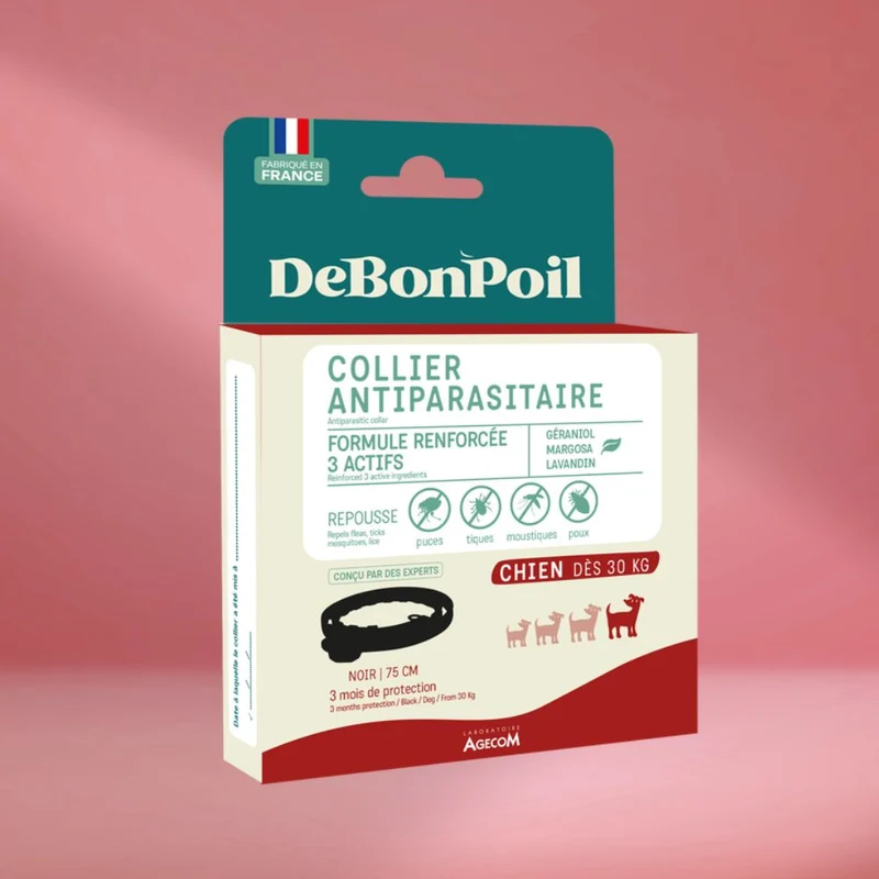 collier antiparasitaire noir chiot & petit chien (à partir de 2kg)