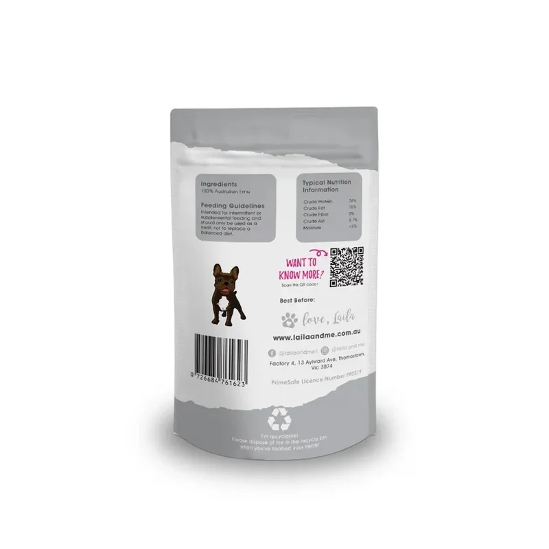 Émeu lyophilisé pour chien – Protéine nouvelle d'Australie – Laila & Me – 140g