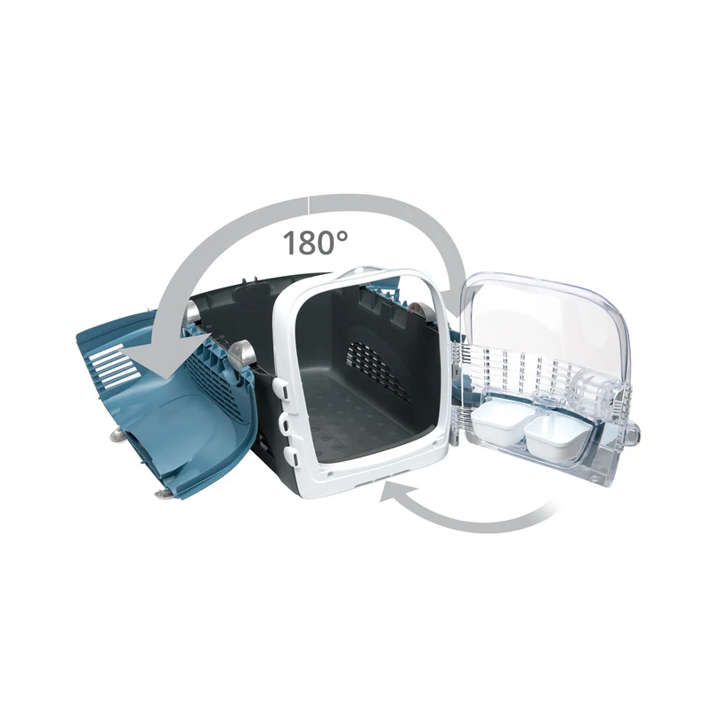 Cage de transport multifonctionnelle Cabrio Catit, bleu gris - L. 51 x l. 33 x H. 35 cm (20 x 13 x 13,75 po)