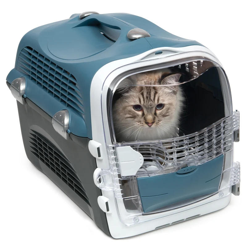 Cage de transport multifonctionnelle Cabrio Catit, bleu gris - L. 51 x l. 33 x H. 35 cm (20 x 13 x 13,75 po)