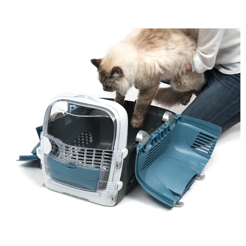 Cage de transport multifonctionnelle Cabrio Catit, bleu gris - L. 51 x l. 33 x H. 35 cm (20 x 13 x 13,75 po)