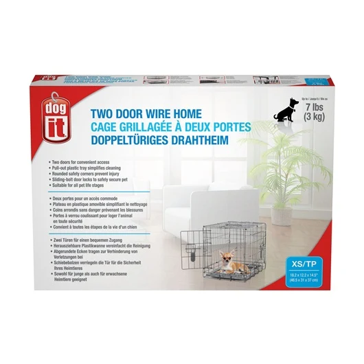 Cage grillagée Dogit à 2 portes avec grille de séparation *Grandeur Variée*