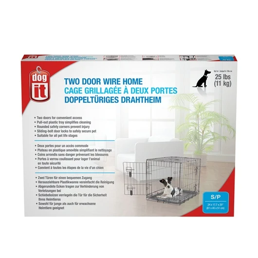 Cage grillagée Dogit à 2 portes avec grille de séparation *Grandeur Variée*