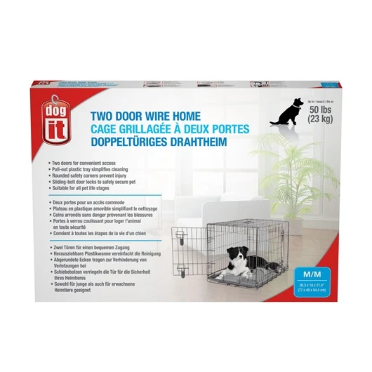 Cage grillagée Dogit à 2 portes avec grille de séparation *Grandeur Variée*