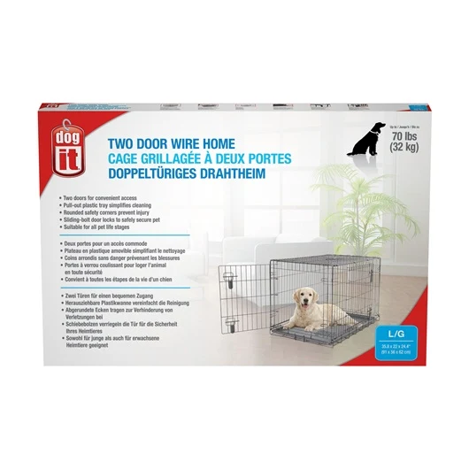 Cage grillagée Dogit à 2 portes avec grille de séparation *Grandeur Variée*