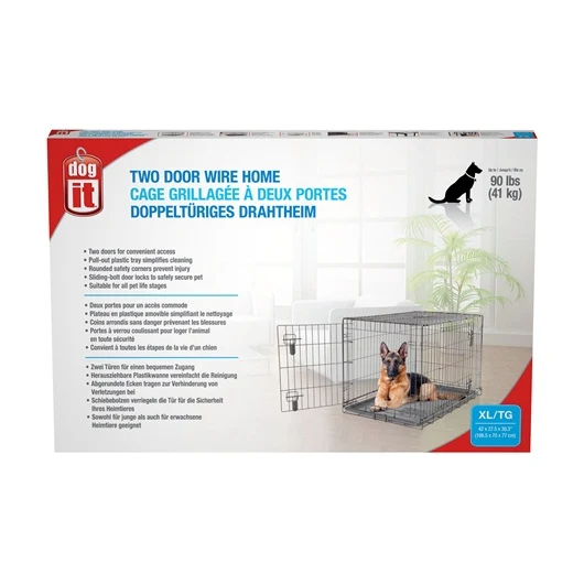 Cage grillagée Dogit à 2 portes avec grille de séparation *Grandeur Variée*