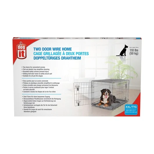 Cage grillagée Dogit à 2 portes avec grille de séparation *Grandeur Variée*