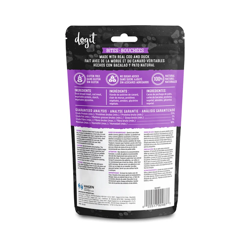 Bouchées de morue et canard Snack Bar Dogit, 150 g (5,2 oz)