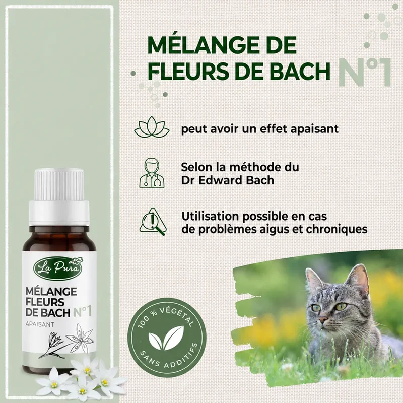 Fleurs de Bach n° 1 LaPura – Granules apaisantes pour chien et chat – 10g