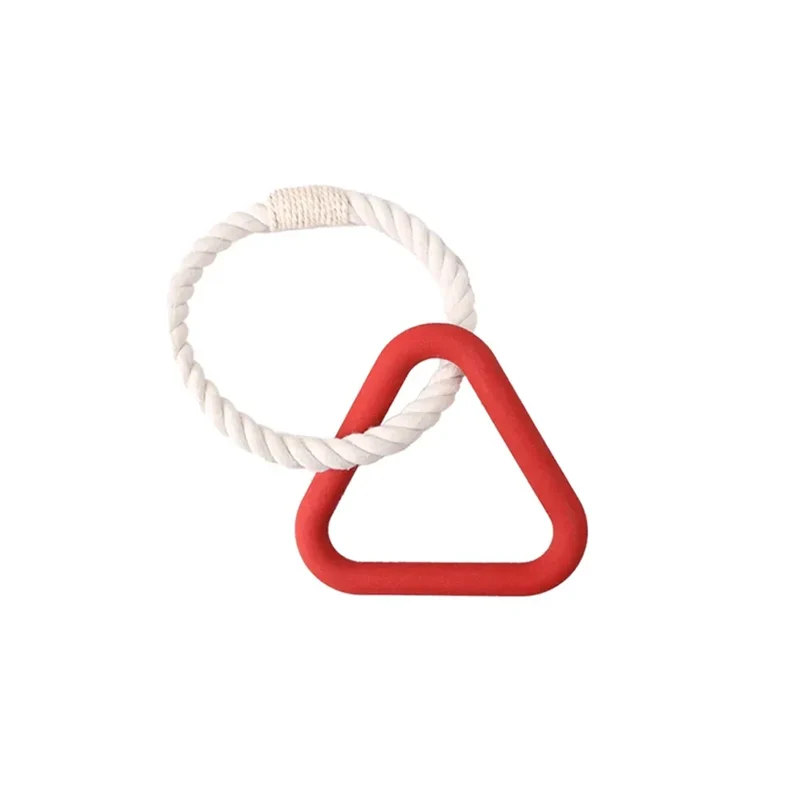 Jouet triangle en caoutchouc naturel et corde pour chien