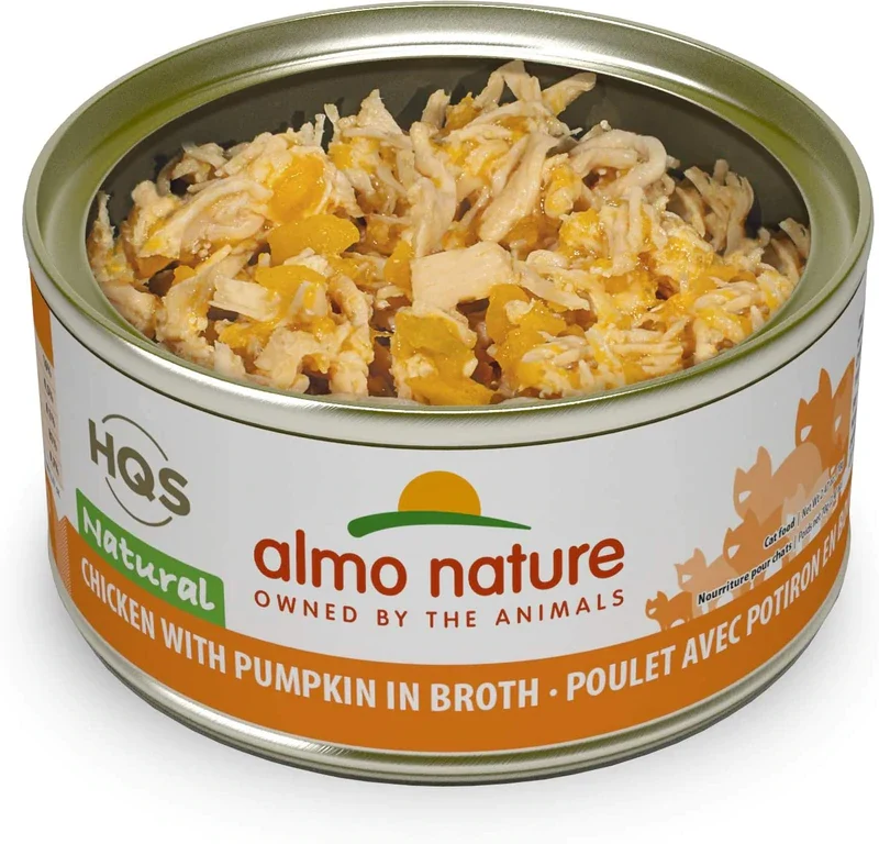 Almo Nature Natural pour Chat, Poulet avec Potiron au Bouillon 70 g.