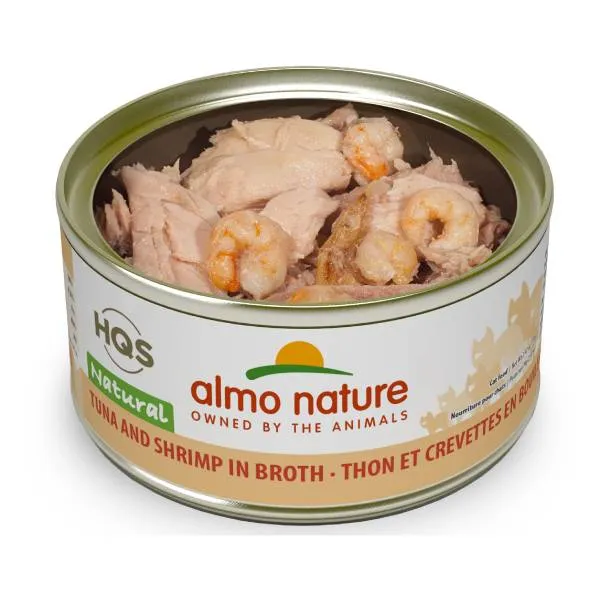 Almo Nature Natural pour Chat, Thon et Crevettes au Bouillon 70 g.
