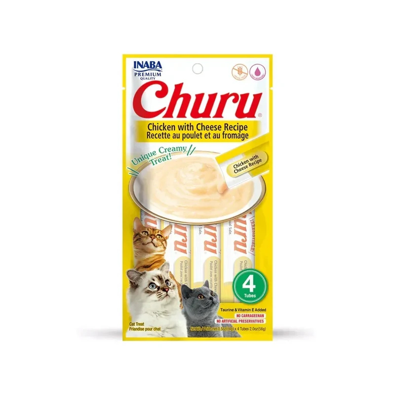 Churu Poulet & Fromage – Sticks crémeux pour chat – 4 tubes de 14g