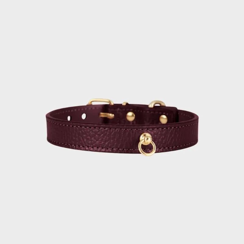 COLLIER EN CUIR POUR CHIEN - GRENAT "JUNO"