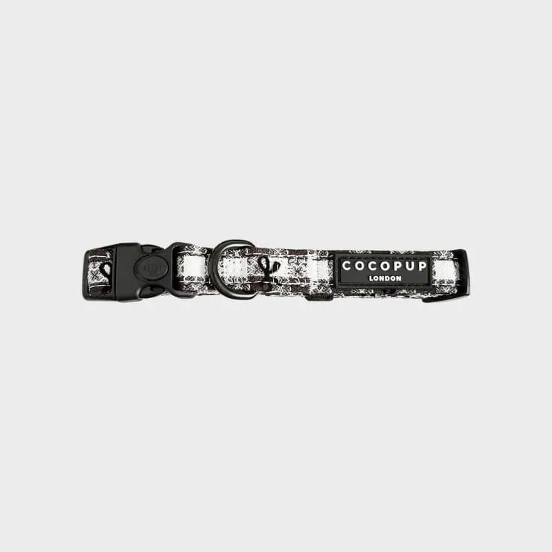 COLLIER POUR CHIEN TISSU - VICHY NOIR & BLANC