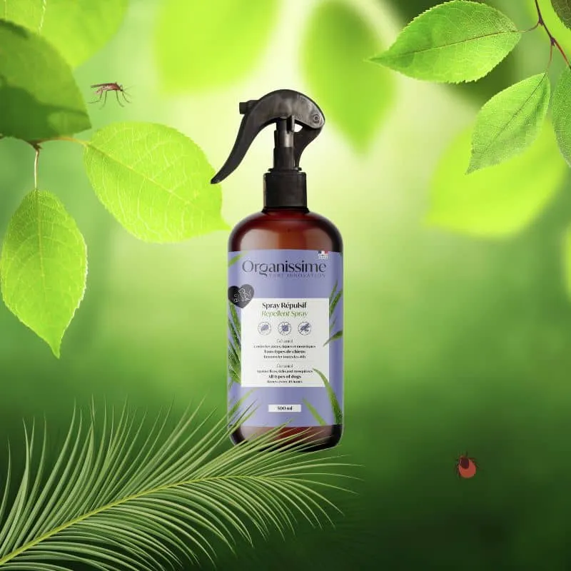 Spray répulsif tique, puce, moustique pour chien Organissime