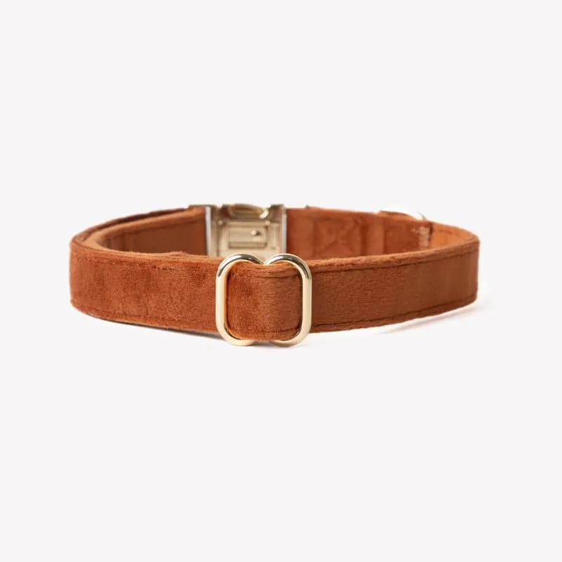 COLLIER EN VELOURS POUR CHIEN - ORANGE TERRE CUITE "CLAY VELVET"