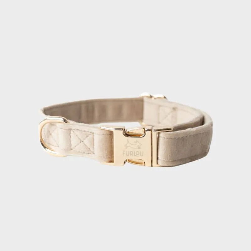 COLLIER EN VELOURS POUR CHIEN - BEIGE SABLE "SAND VELVET"