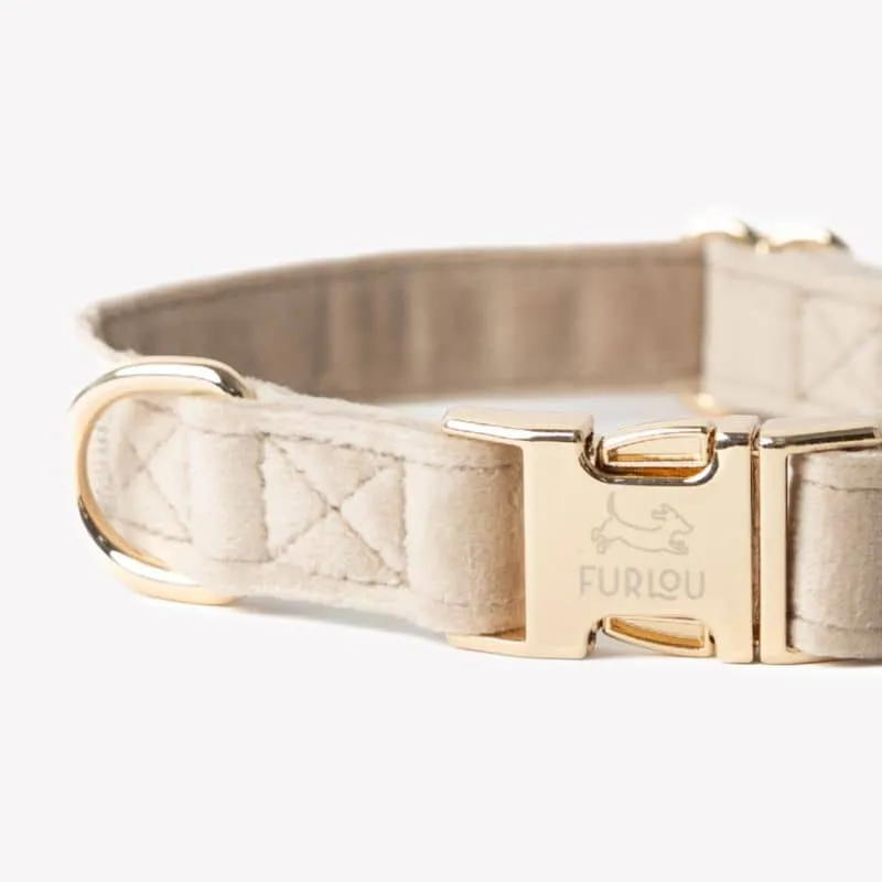 COLLIER EN VELOURS POUR CHIEN - BEIGE SABLE "SAND VELVET"