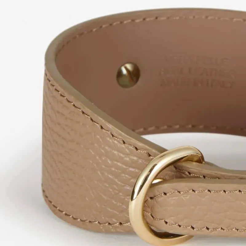 COLLIER EN CUIR POUR LÉVRIER - TAUPE "JUNO"