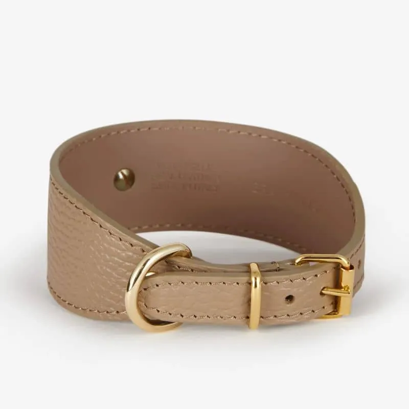 COLLIER EN CUIR POUR LÉVRIER - TAUPE "JUNO"