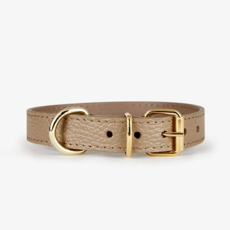 COLLIER EN CUIR POUR CHIEN - TAUPE "JUNO"