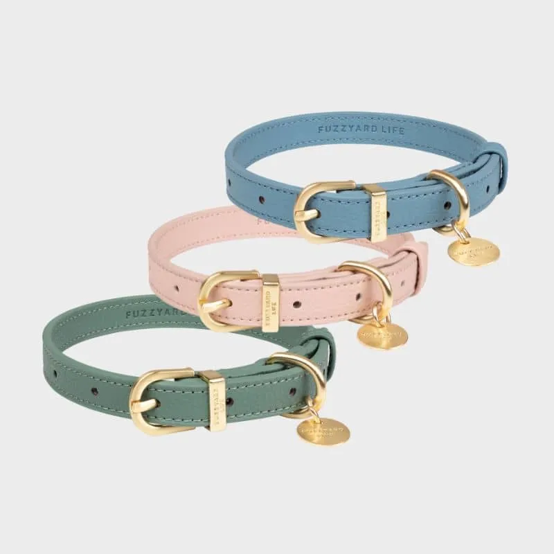 COLLIER POUR CHIEN - CUIR VEGAN (DISPO EN ROSE, VERT ET BLEU)