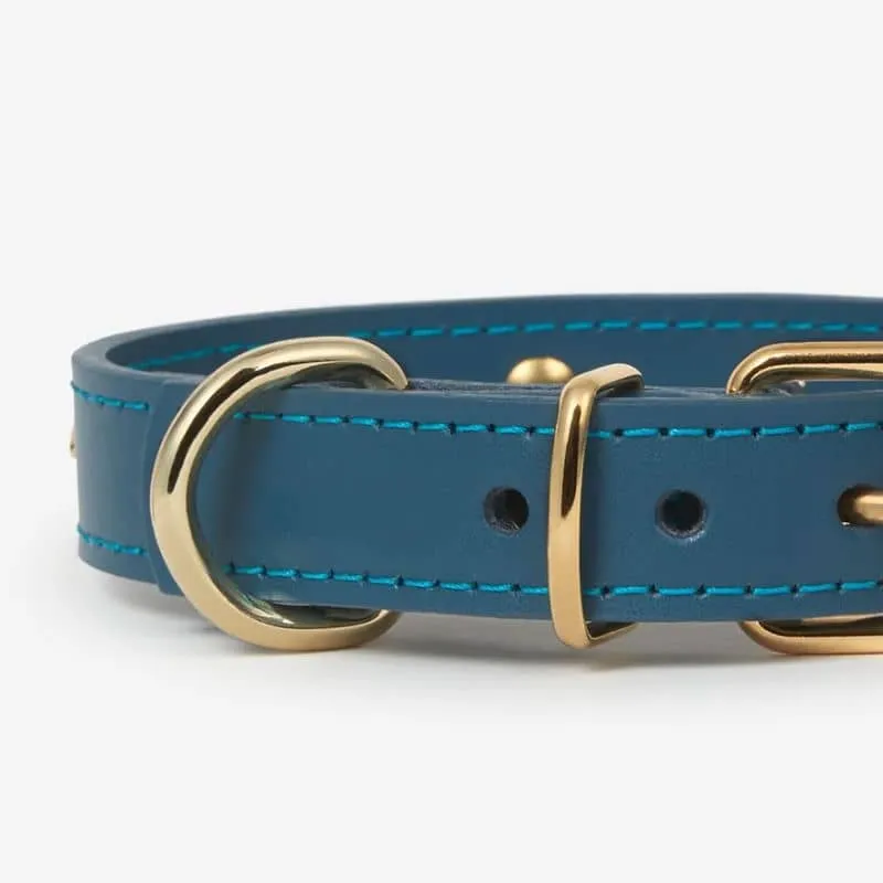 COLLIER EN CUIR POUR CHIEN - BLEU MARIN "NARA"