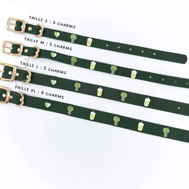 COLLIER POUR CHIEN AVEC CHARMS - LOVE YOU SO MATCHA 🍵🌴