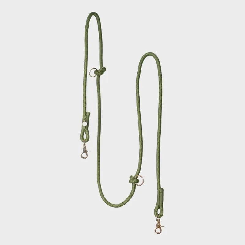 LAISSE MULTIPOSITIONS EN CORDE POUR CHIEN - VERT