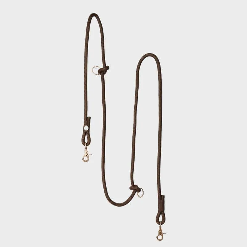 LAISSE MULTIPOSITIONS EN CORDE POUR CHIEN - MARRON CHOCOLAT