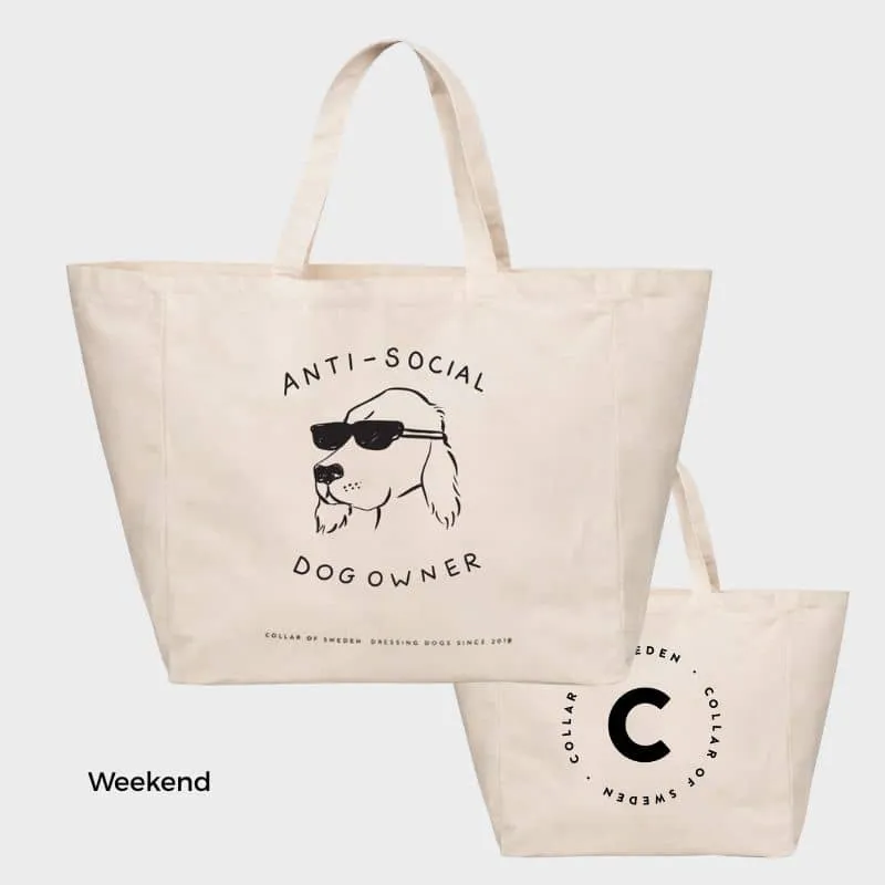 GRAND TOTE BAG - ANTI SOCIAL DOG OWNER (2 TAILLES DISPO)
