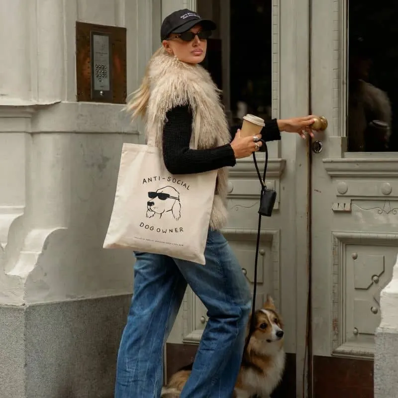 GRAND TOTE BAG - ANTI SOCIAL DOG OWNER (2 TAILLES DISPO)