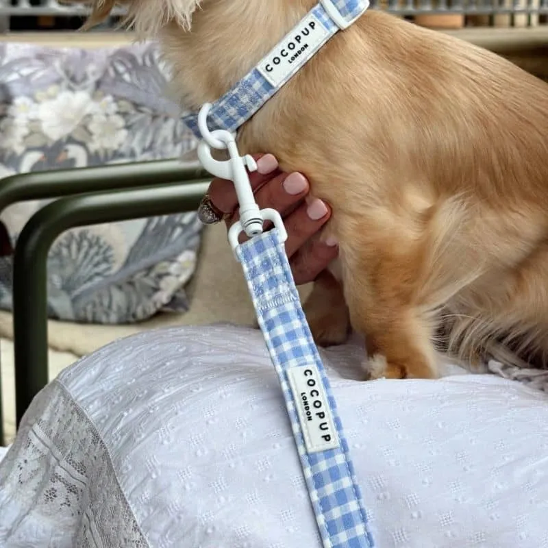 LAISSE POUR CHIEN TISSU - VICHY BLEU "ENGLISH BLUE"
