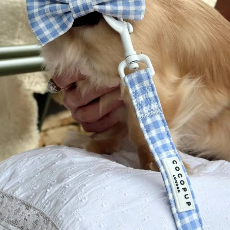LAISSE POUR CHIEN TISSU - VICHY BLEU "ENGLISH BLUE"