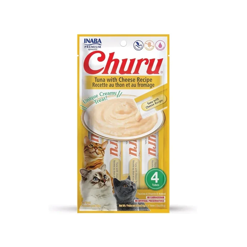 Churu Thon & Fromage – Sticks crémeux pour chat – 4 tubes de 14g